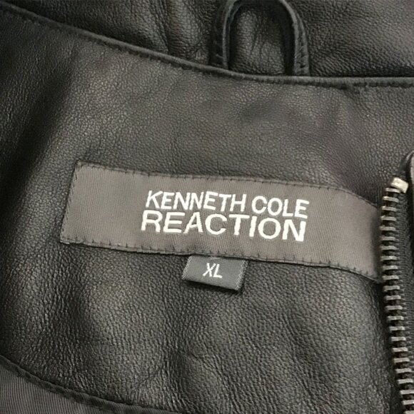 Kenneth Cole Reaction Black Collar Leather Coat - Picture 14 of 15
